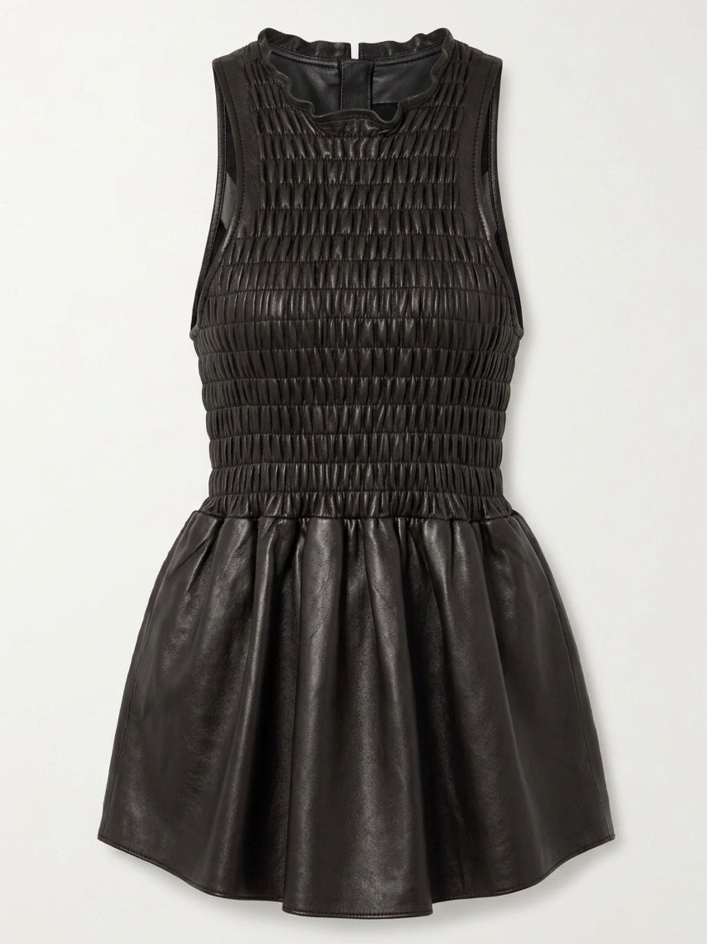 Black Leather Peplum Top by Geren Ford